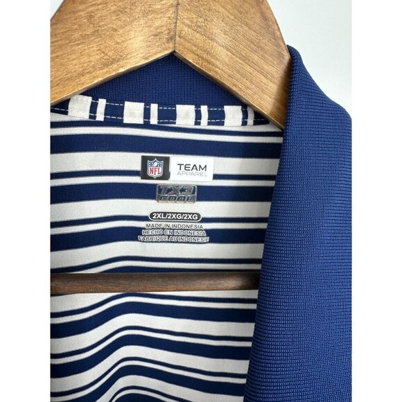 NFL Team Apparel Chicago Bears Mens Polo Logo Blue White Stripe Size 2XL - Picture 4 of 6